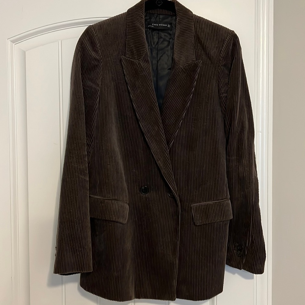 Zara Woman Brown Corduroy Blazer